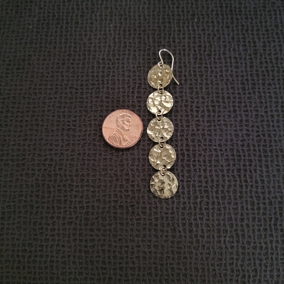 Gold💛 Filled Hammered🔨 Quintuplet5️⃣ Disc📀 Earrings - NWOT - Picture 6 of 10